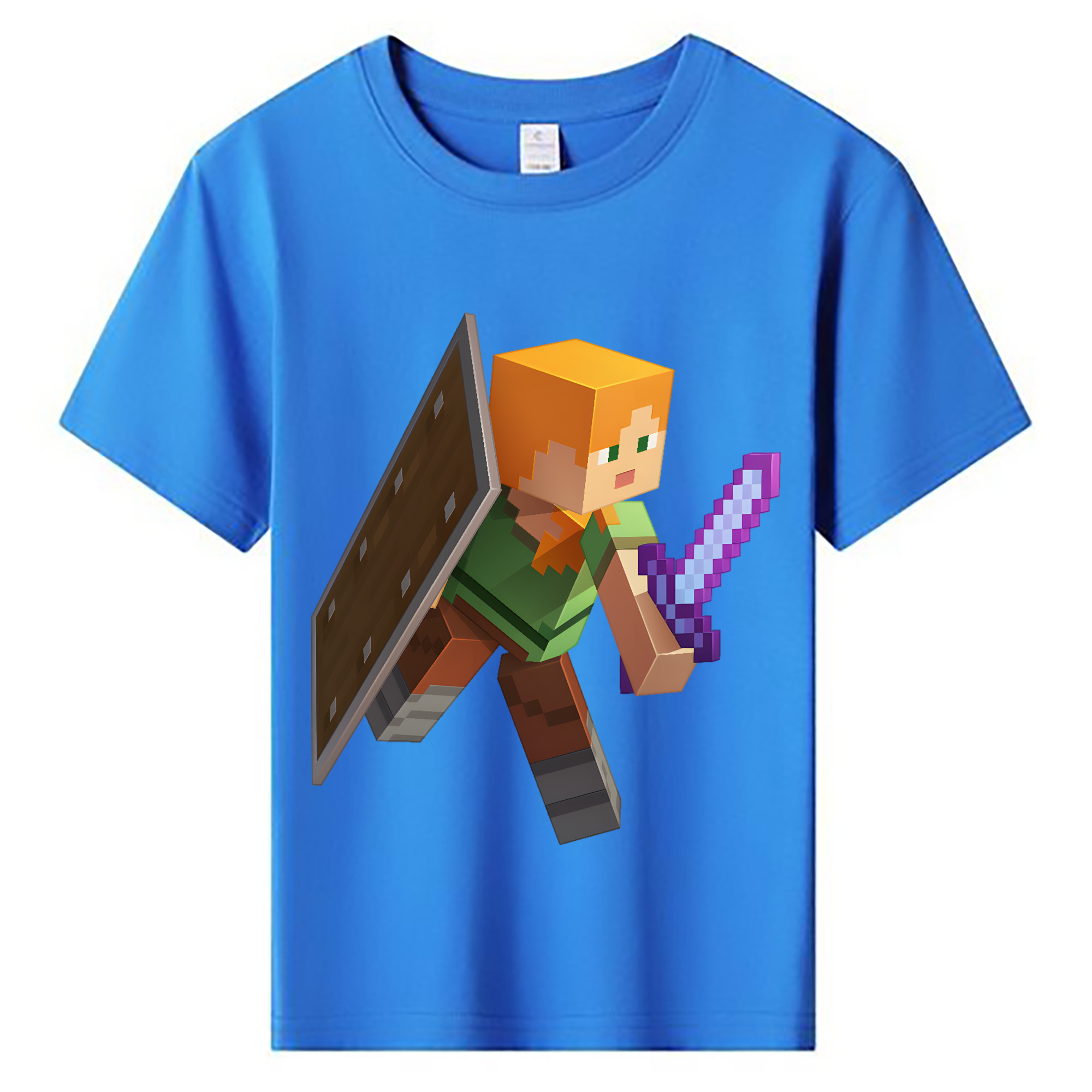 （画像用） マインクラフト ブロックの世界 Minecraft MC Block world 綿100％キッズTシャツ（フロントプリント）